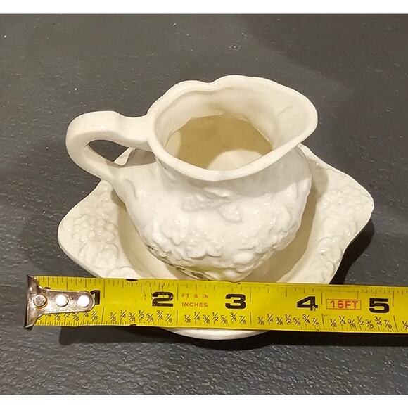 Lefton Japan Ceramic Cherub Cupid White Mini Bowl Pitcher Creamer Set 5” Vintage - Picture 2 of 7